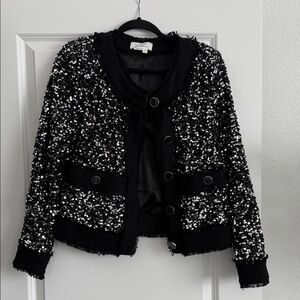 Anthropologie only worn once Black Sequin Tweed Jacket